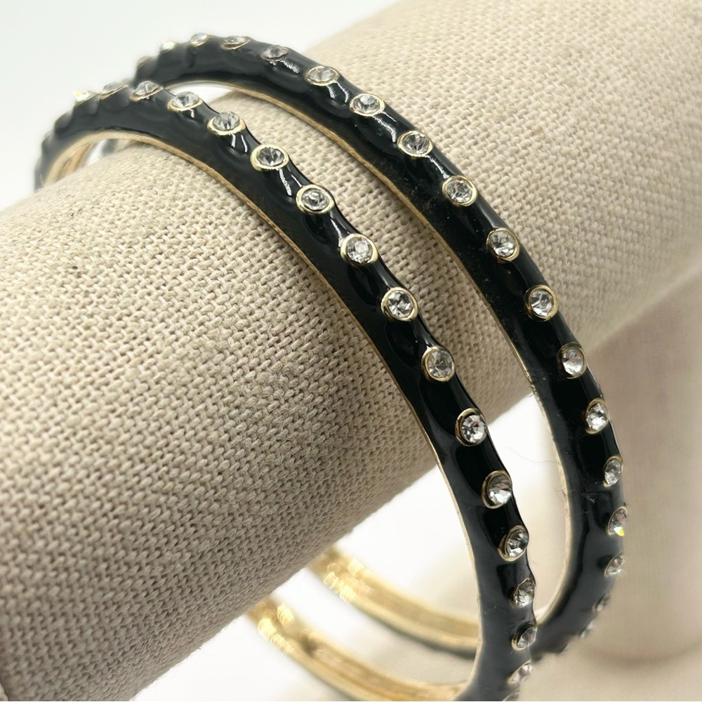 J. Crew Two Jeweled Black Bangle Bracelets